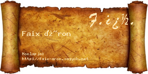 Faix Áron névjegykártya